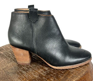 Madewell Boots Women's Size 7.5 The Billie Ankle Black Leather Preppy Side Zip